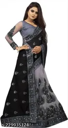 Net Embroidered Saree for Women 