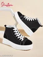 Solid Synthetic Sneakers for Women 