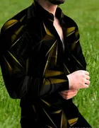 Lycra Printed Shirt For Men, Yellow 