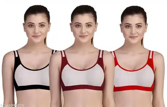 Hosiery Non Padded Bra for Women (Multicolor, XXL) (Pack of 3)