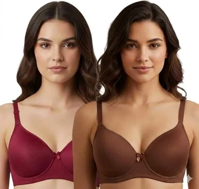 Solid Padded Everyday Bra Pack of 2 for Women (Multicolor, 38)