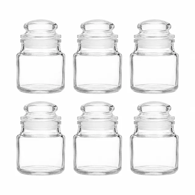 Afast Glass Container Jar With Lid for Kitchen Storage Pop Jar Glass Jar Food Storage Containers For Storing Spices,Jam,Honey,Aachar,Sugar,Coffee Beans (100Mll, 6Pc),Transparent