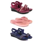 Combo of Heels with Slippers for Women (Multicolor, 7) (Pack of 3)
