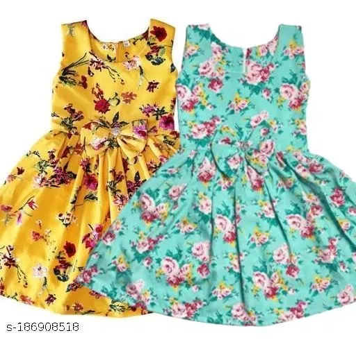 Pack of 2 Frocks & Dresses for Girls (Yellow, 4-5 Years)