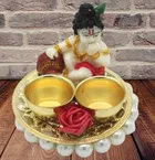 Metal Decoretive Pooja Thali, Multicolour Pack of 1