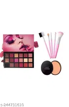 Eyeshadow Palette with (7 Pcs) Makeup Brushes & Compact (Multicolor, Set of 3)