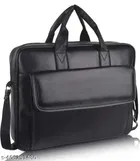 Faux Leather Laptop Bag for Men, Black
