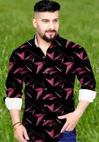 Lycra Printed Shirt For Men, Pink 