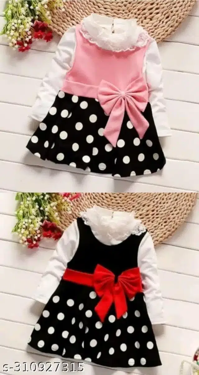 Crepe Full Sleeves Dress for Girls (Multicolor, 18-24 Months) (Set of 2)