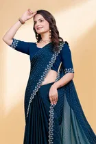 Poly Silk Embellished Saree for Women 