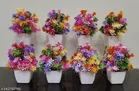 Plastic Artificial Flowers, Multioclor, Pack of 8