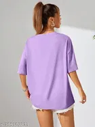 Cotton Blend Printed T-shirt for Women, Purple 