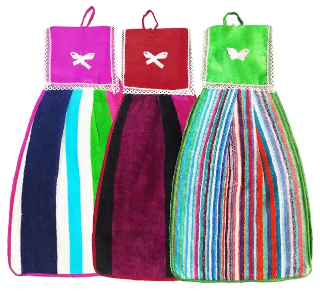 Cotton Hanging Hand Towel (Multicolor, Pack of 3)