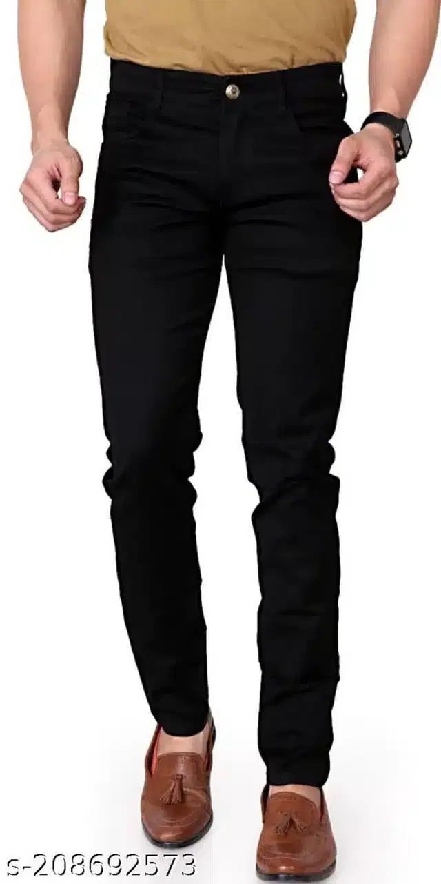 Cotton Jeans for Men (Black, 36)