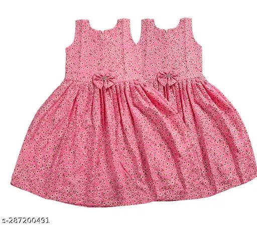 Pack Of 2 Frocks & Dresses for Girls (Pink, 7-8 Years)