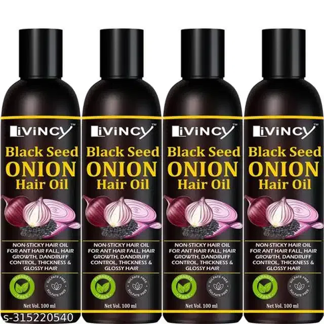 Livincy Black Seed Onion Hair Oil (100 ml, Pack of 4)