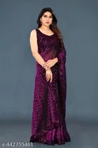 Lycra Sequence Saree for Women 