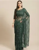 Net Solid Saree for Women 