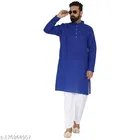 Cotton Blend Solid Kurta with Pyjama for Men 