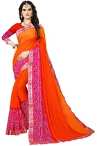 Kanooda Fancy Women Georgette Flower Printed Saree 