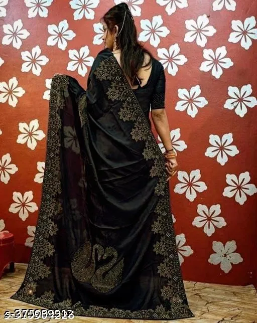 Georgette Saree for Women, Black (5.5 M)