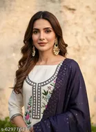 Embroidered Floral Palazzo Suit Set 