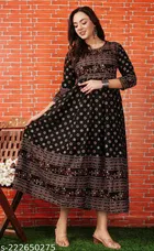 Rayon Printed Anarkali Kurti for Women 