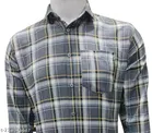 Cotton Blend Checked Shirt for Men, Grey 