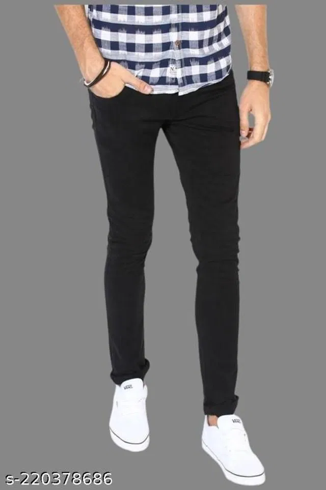 Denim Slim Fit Jeans for Men (Black, 30)
