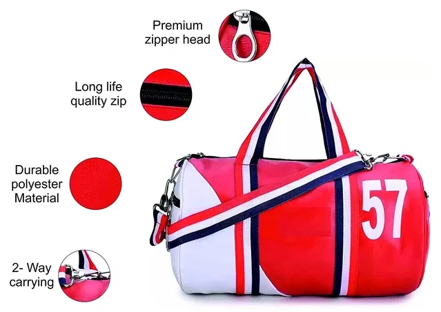 Polyester Printed Gym Bag for Men & Women (Red & White)