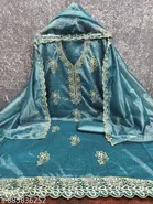 Net Zari Embroidered Punjabi/All Over Suits for Women 