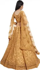Net Embroidered Semi Stitched Lehenga for Girls 