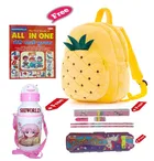 Combo of Kids Cartoon Bag Backpack, All In One Book, Water Bottle & Gift Set Geometry Set 