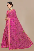 कानूड़ा फैंसी विमेंस जॉर्जेट फ्लावर प्रिंटेड साड़ी 