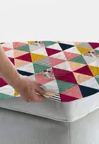 Glace Cotton Printed Fitted Double Bedsheet with Two Pillow Covers 