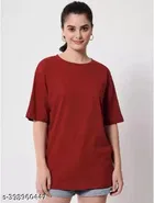 Cotton Blend T-shirt for Women, Maroon 