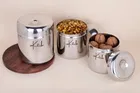 Inkitch Stainless Steel Storage Container with Lid for Kitchen (Silver, Set of 3)