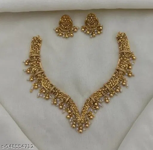 Brass Jewellery Set for Women (White, Free Size)