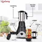 Lifelong Mixer Grinder | 500 W | 4 Jars - 2 SS Jars and 2 Jars for Smoothie Blending - Black
