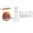 Stainless Steel Cup Stand & Plate Stand & Chakla Belan Stand For Kitchen (Set of 3) (OC-028)