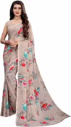 कनूड़ा फैंसी विमेंस जॉर्जेट फ्लावर प्रिंटेड साड़ी 