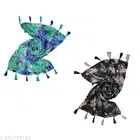 Cotton Blend Scarves for Women, Black, Pack of 2