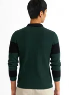 Cotton Blend Colorblocked Sweatshirt for Men, Green 