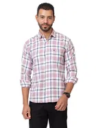 Cotton Blend Checkered Shirt for Men, White 