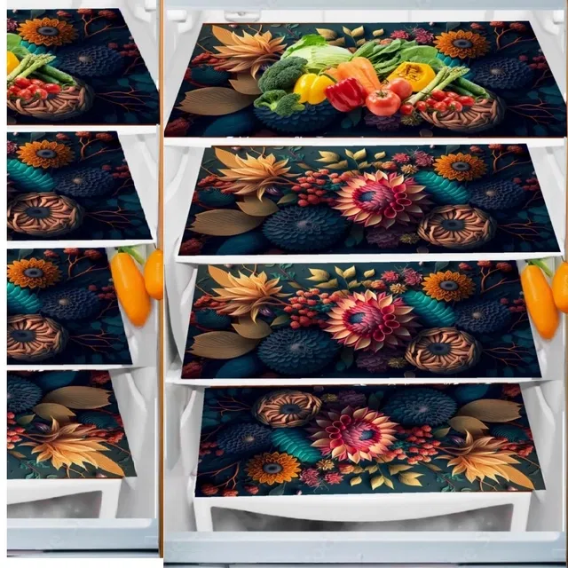 PVC Fridge Mat (Multicolor, Pack of 4)
