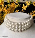 Glass Pearl with golden chain necklace & pearl choker/deepika padukone pearl necklace set/trend pearl set