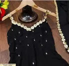 Georgette Embroidered Kurta & Paint & Dupatta Set For Womens, Black 
