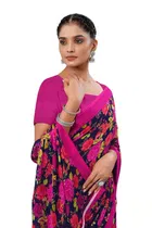 Georgette Striped Saree for Women 