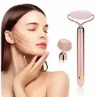 Pallavi Trading Electric Roller Vibrating Facial Massager Rose Quartz Face Massager Face Machine 2 In 1 Beauty Bar Facial Skin Care Tools