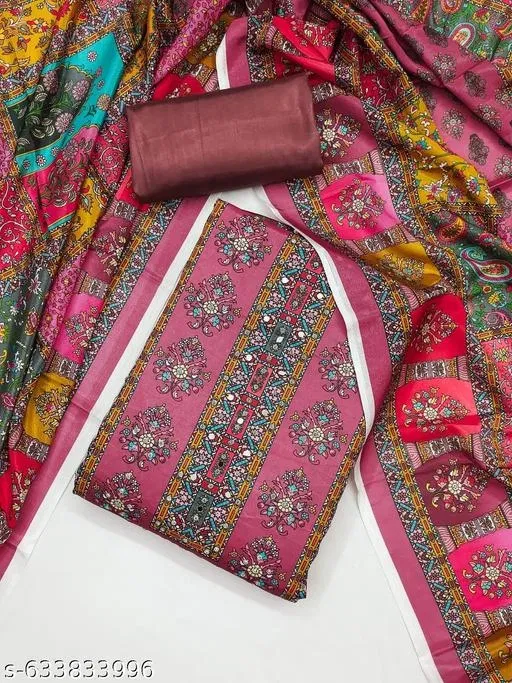 Printed Punjabi Suit Set for Men (Pink, 6.25 meter (L)